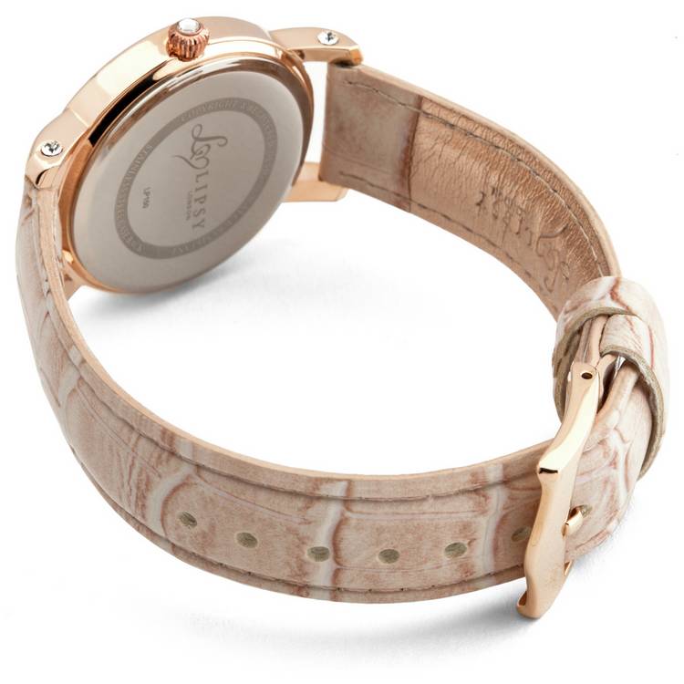 Lipsy pink faux leather strap watch 35mm, UK version
