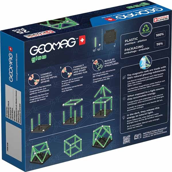 Geomag Glow magnetic building set 25 pieces - British product