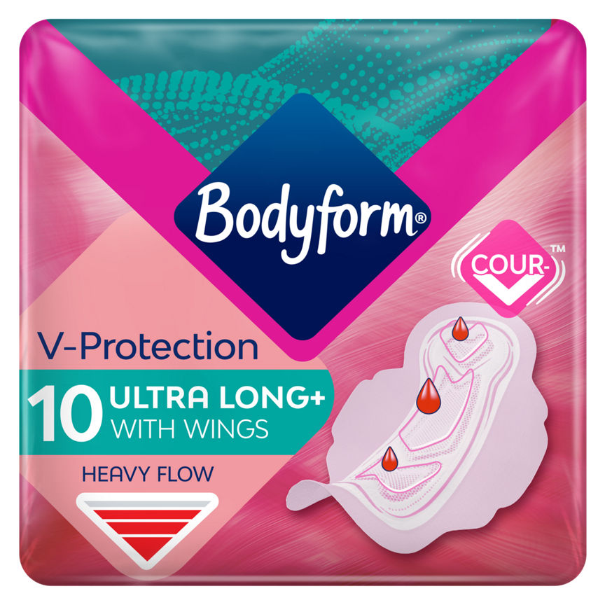 Bodyform Cour-V Ultra Long Sanitary Towels wing 10 pack GOODS ASDA   