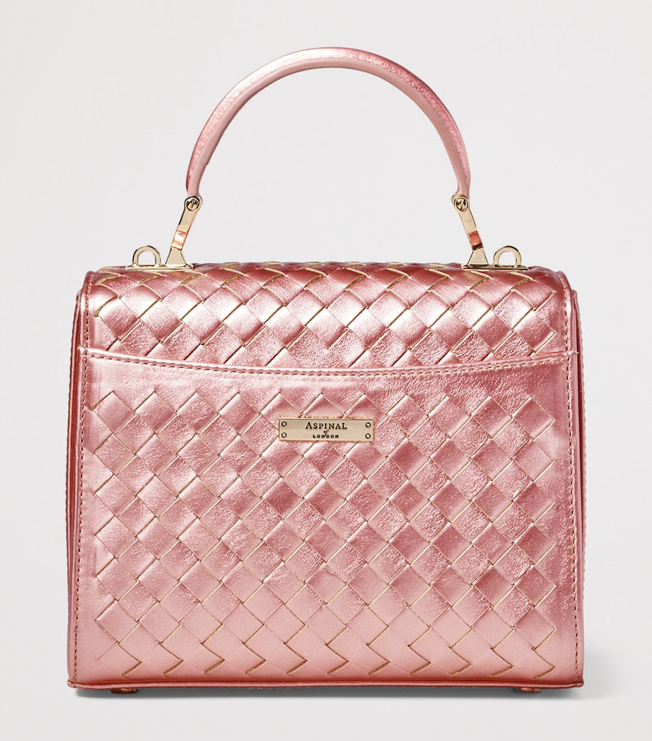 Aspinal of London midi metallic leather Mayfair handbag, UK version