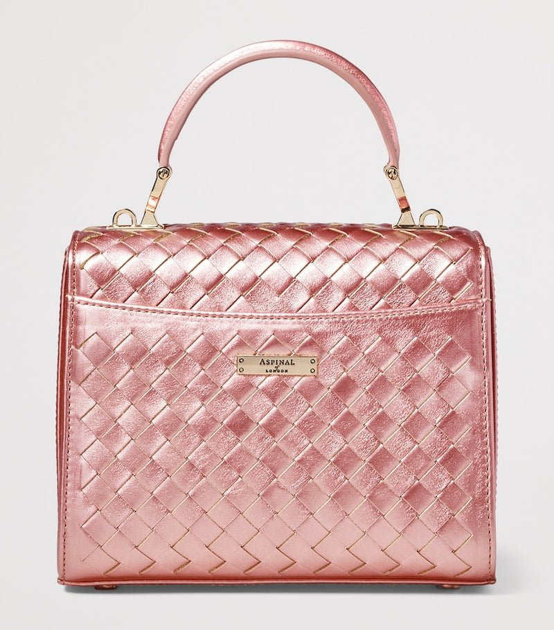 Aspinal of London midi metallic leather Mayfair handbag, UK version