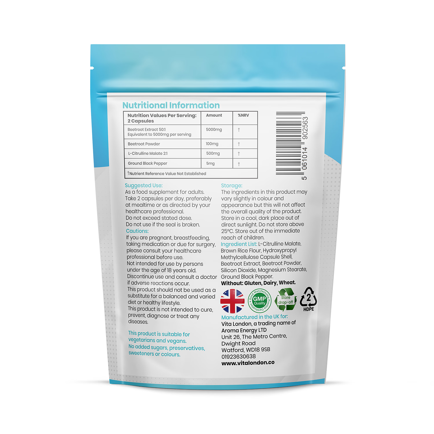 Beetroot and L-Citrulline Malate capsules 5000mg, UK version