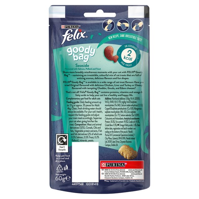 Felix Goody Bag Seaside Salmon Pollock & Trout Cat Treats   60g