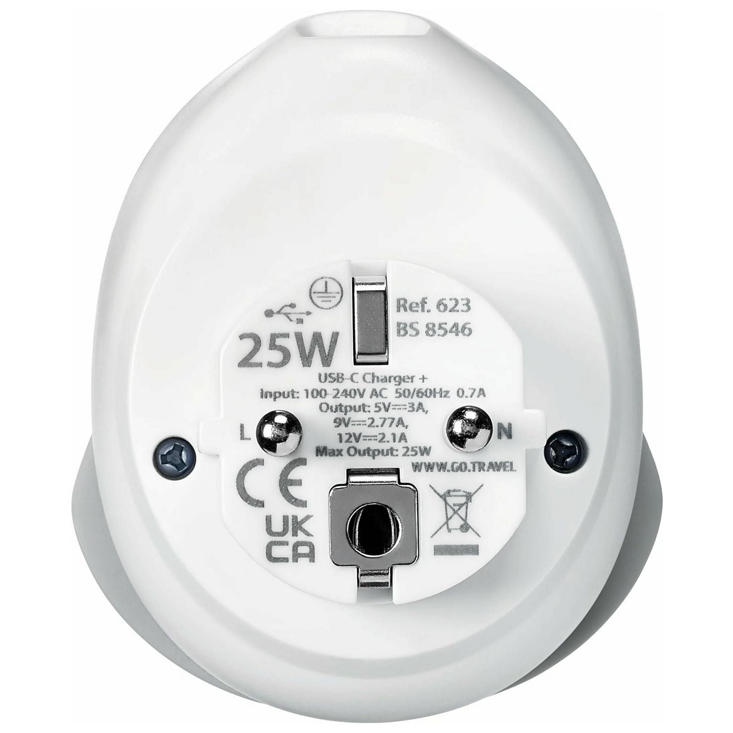Go Travel USB-C EU travel adaptor - British product