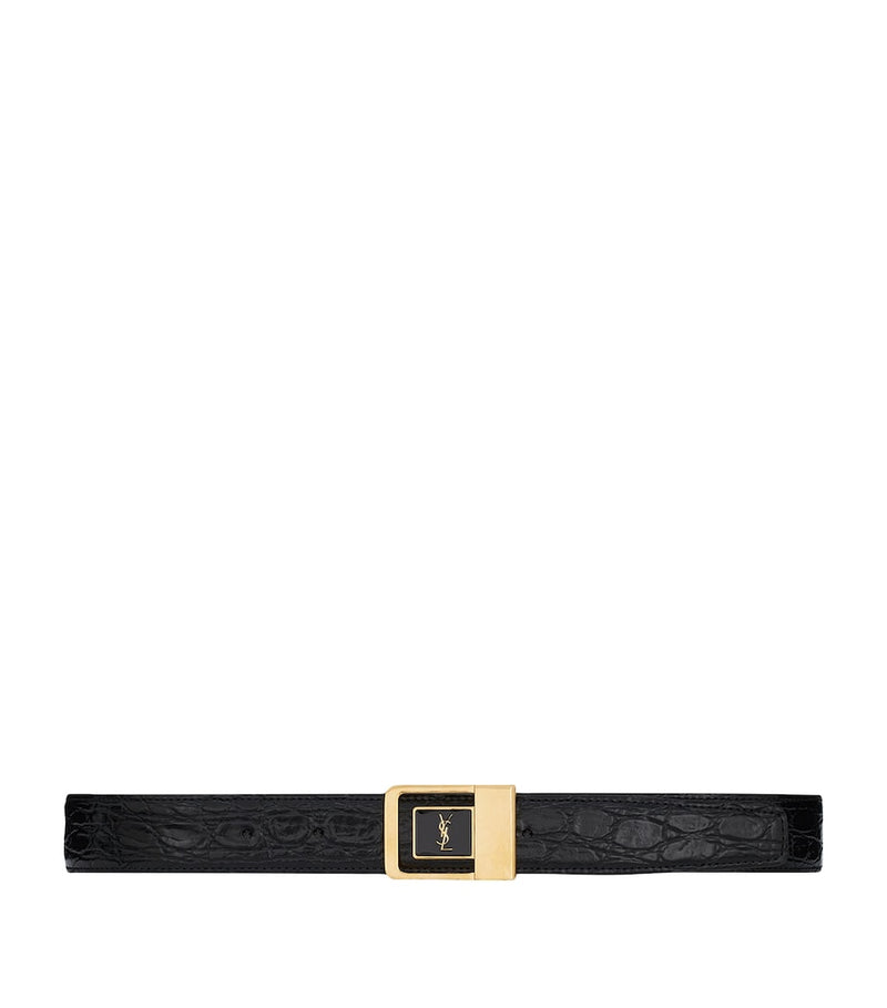 Saint Laurent croc-embossed leather belt 3cm (British brand)