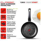 Tower Smart Start Classic 28cm aluminium frying pan black (British brand)