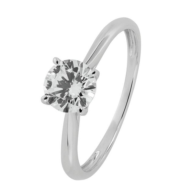 Revere 9ct white gold cubic zirconia engagement ring size M (British brand)