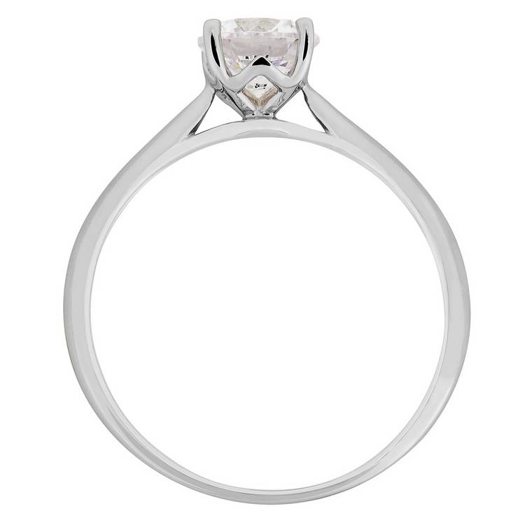 Revere 9ct white gold cubic zirconia engagement ring size M (British brand)
