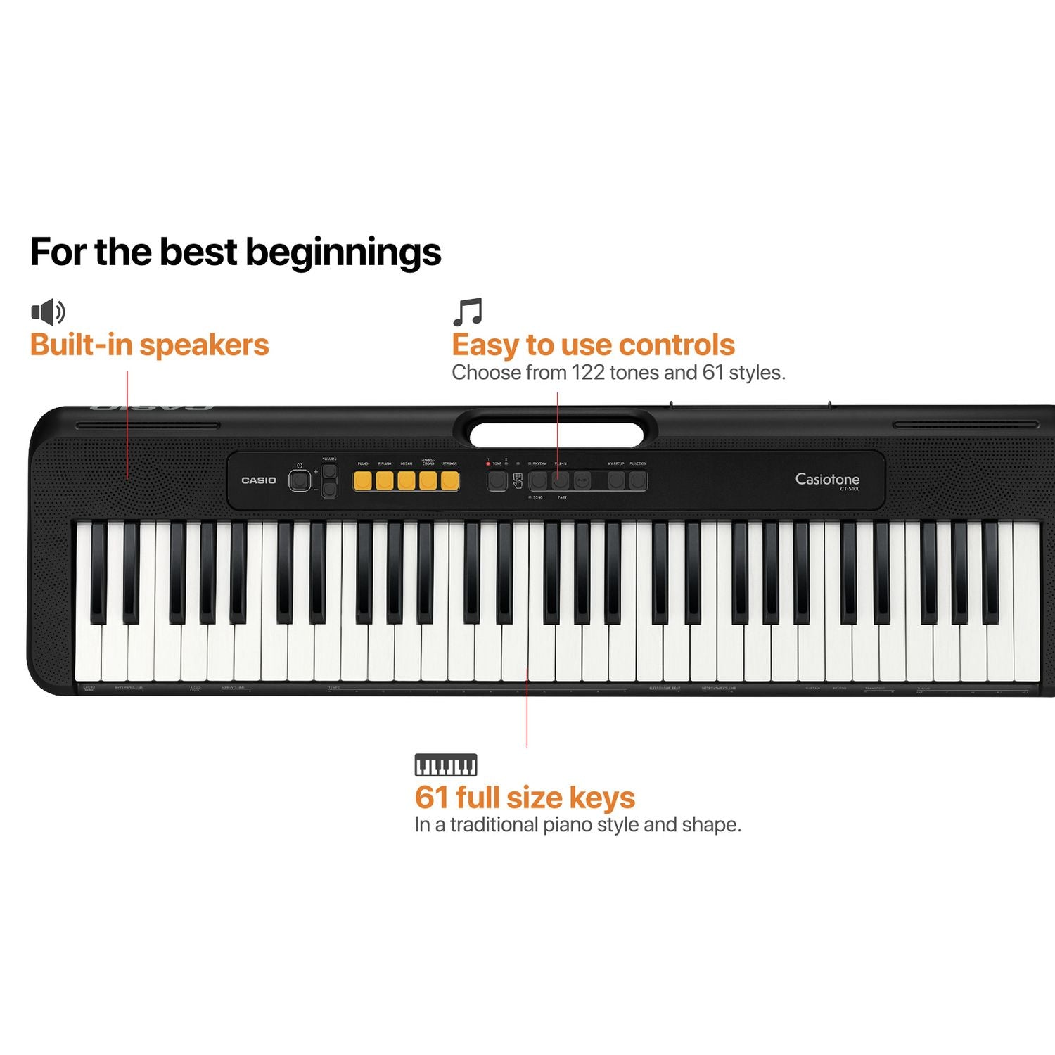 Casio CT-S100AD keyboard bundle stand headphones, imported from the UK