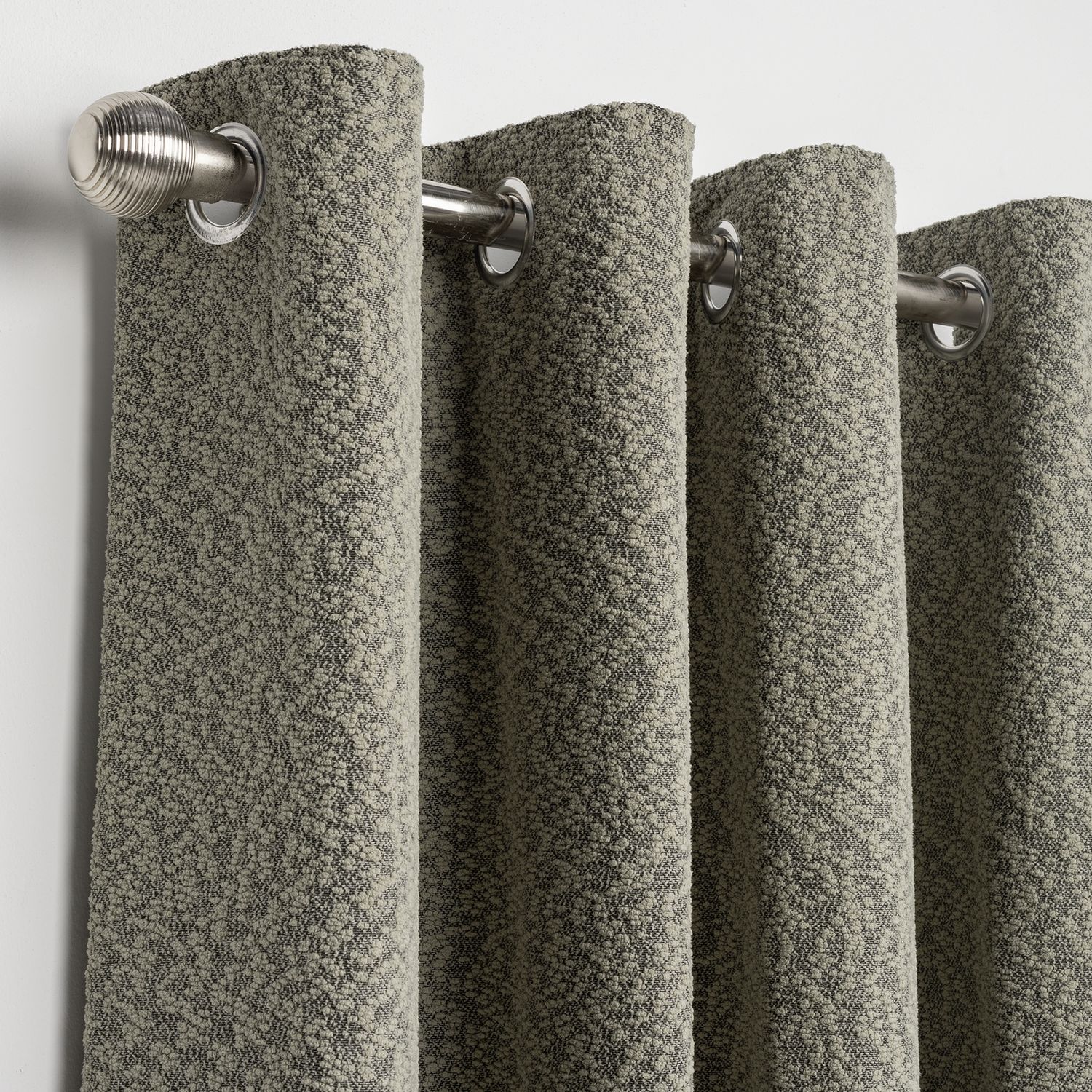 Habitat Boucle Blackout Eyelet Curtains - Green - 168x229cm