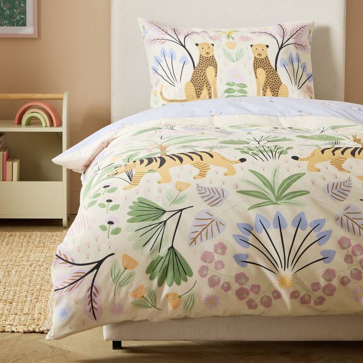 Habitat Flora Fauna reversible bedding set cream single - British product