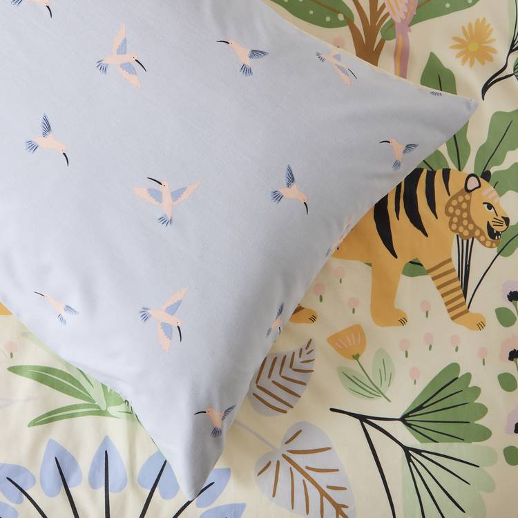 Habitat Flora Fauna reversible bedding set cream single - British product