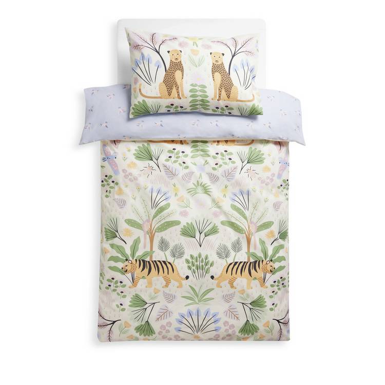 Habitat Flora Fauna reversible bedding set cream single - British product