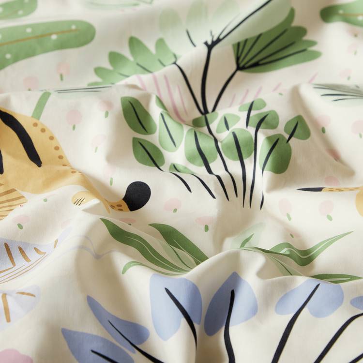 Habitat Flora Fauna reversible bedding set cream single - British product