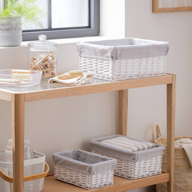 Habitat pack of 3 wicker storage baskets white (British brand)