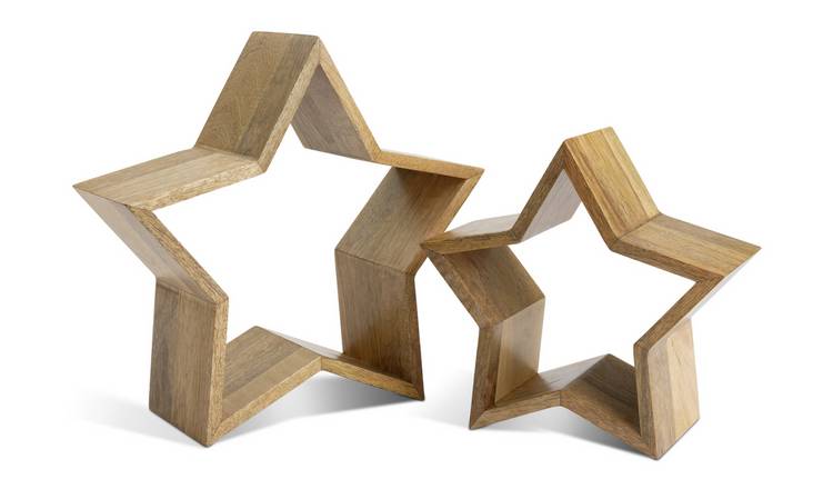 Habitat Nesting Mango Wood Stars - Set of 2 GOODS Argos