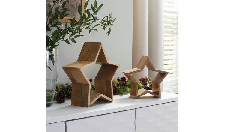 Habitat Nesting Mango Wood Stars - Set of 2 GOODS Argos