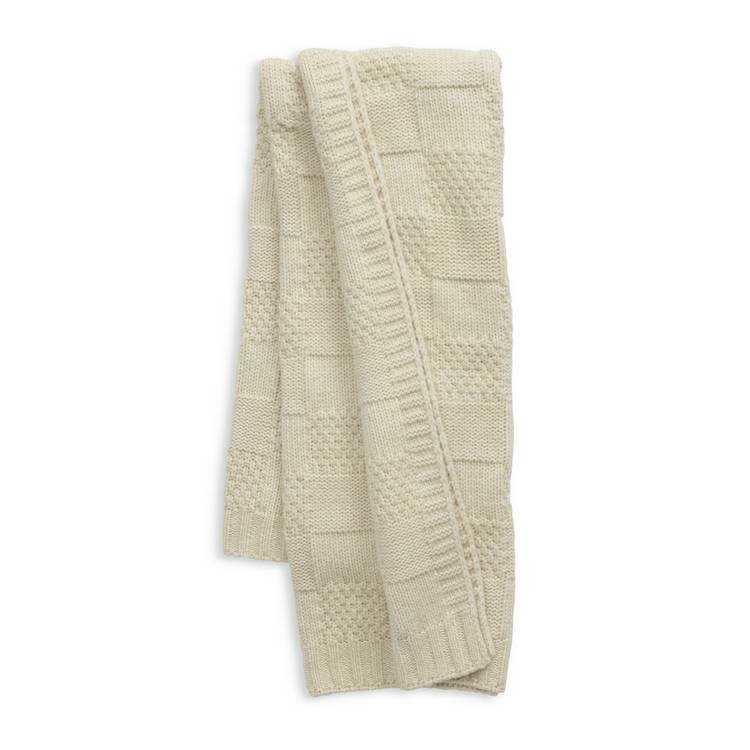 Habitat knitted check throw oatmeal 125x150cm, UK version