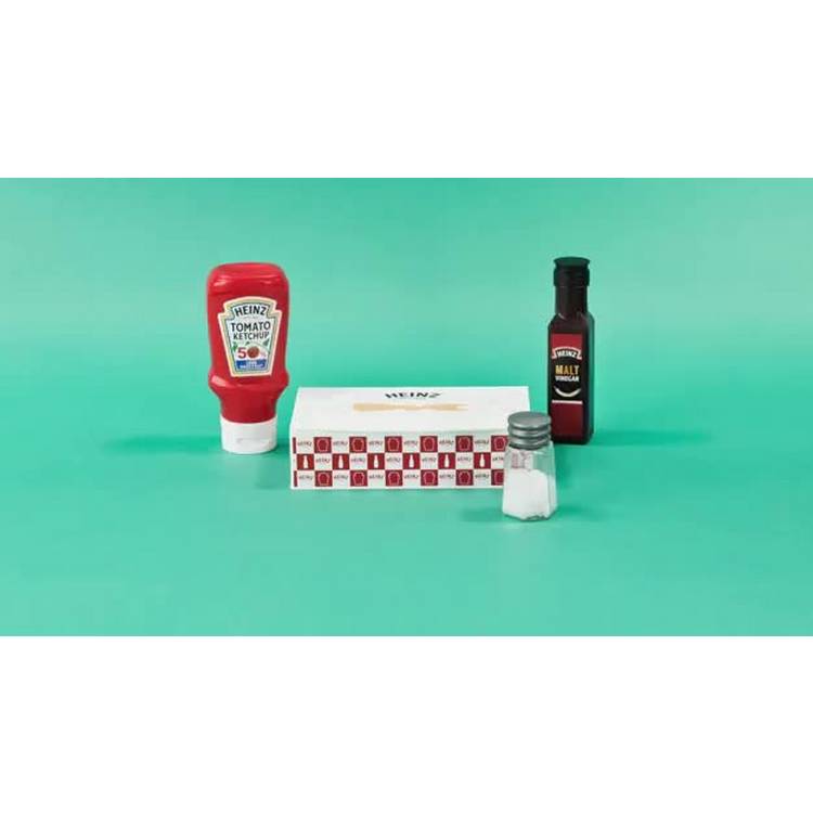 Heinz toy fish and chips play food set with condiments, imported from the UK