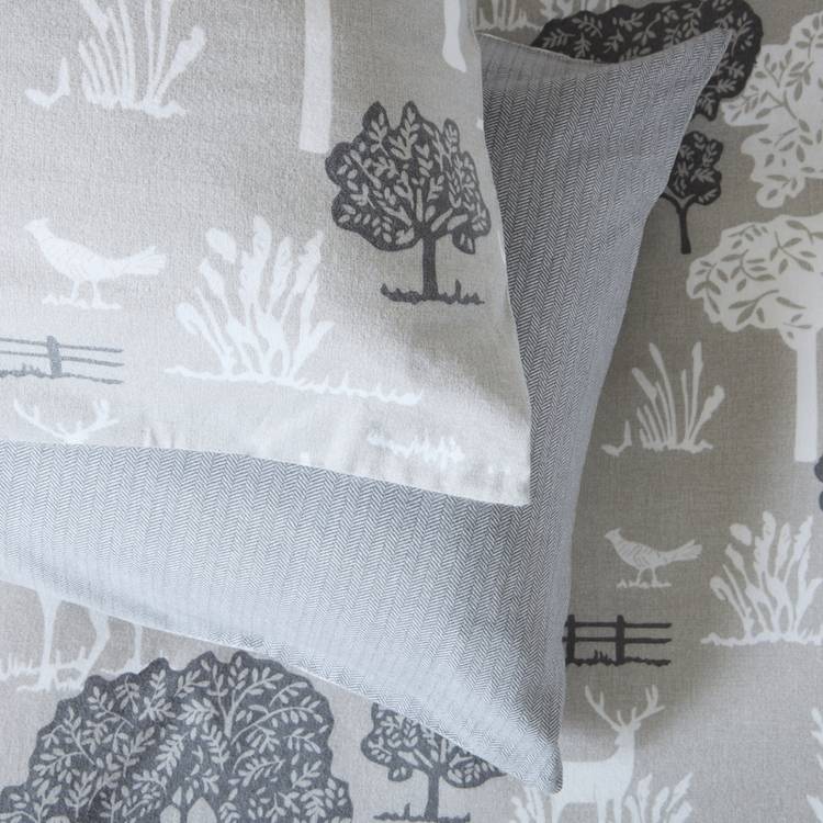 Argos Home landscape grey brushed cotton bedding set single, imported from the UK