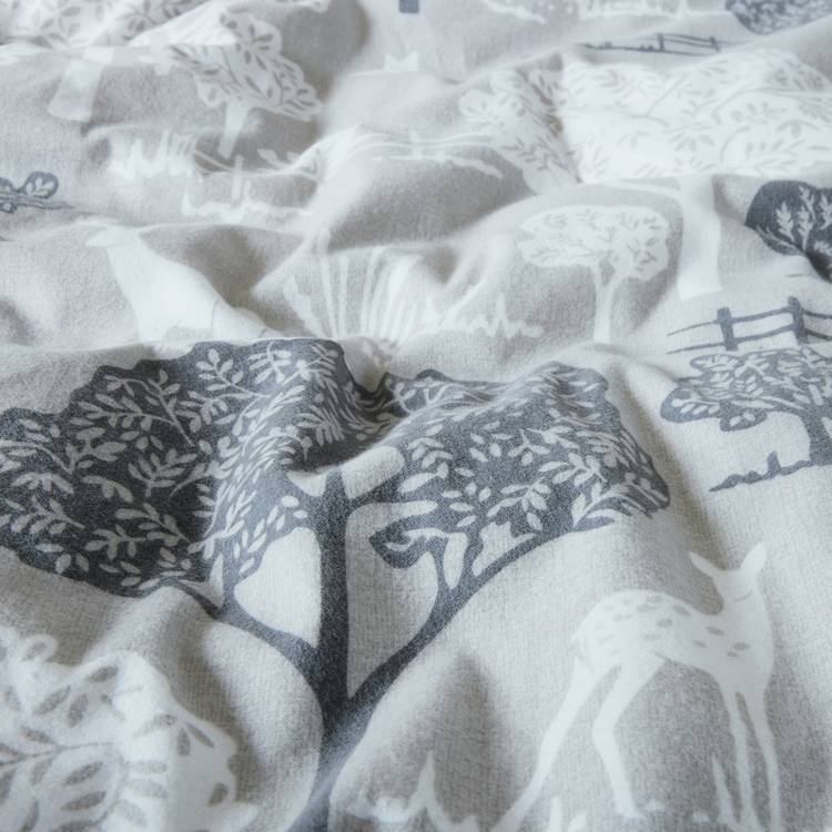 Argos Home landscape grey brushed cotton bedding set single, imported from the UK