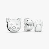 Revere cat face and paw print stud earrings (British brand)