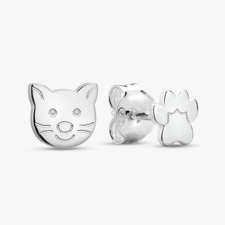 Revere cat face and paw print stud earrings (British brand)