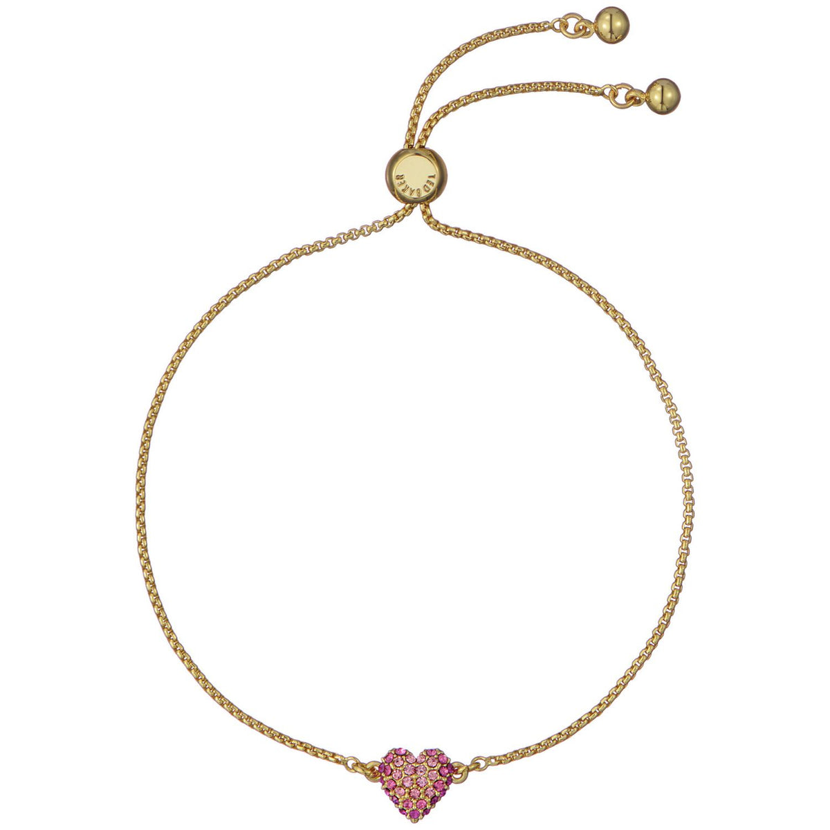 Ted Baker gold plated pink crystal heart adjustable bracelet - British product