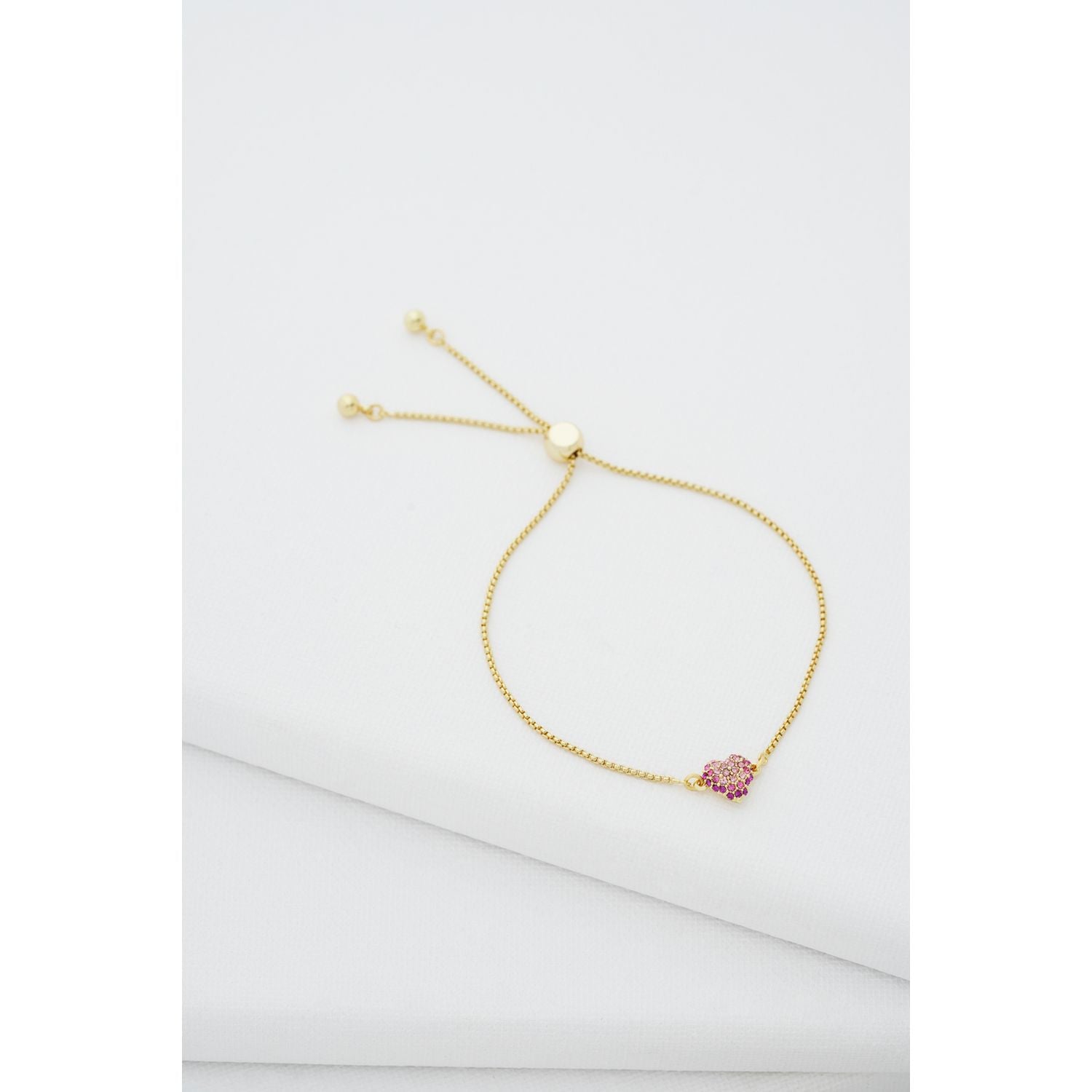 Ted Baker gold plated pink crystal heart adjustable bracelet - British product