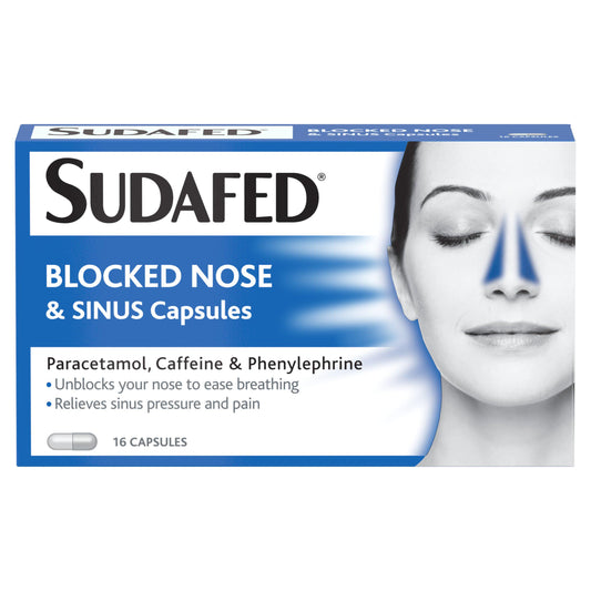 Sudafed Blocked Nose & Sinus Capsules x16 cough cold & flu Sainsburys   