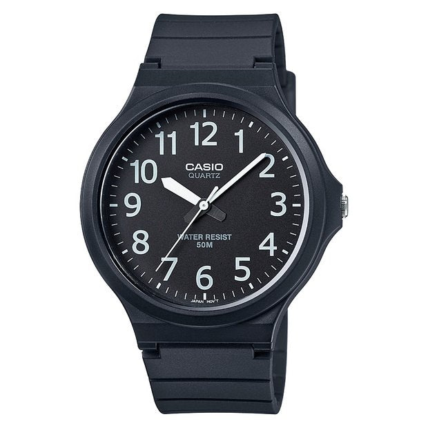 Casio analogue watch black dial resin strap, imported from the UK
