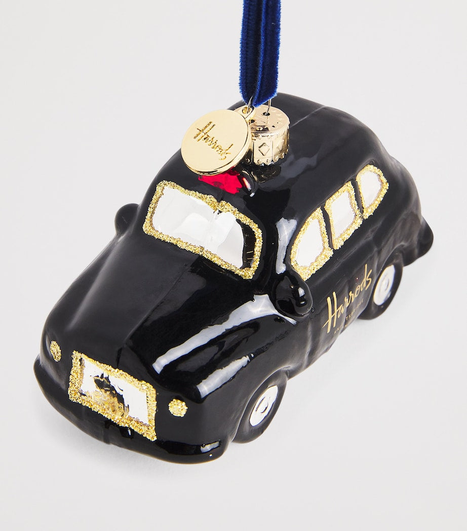 Harrods glitter black cab Christmas tree ornament, UK version