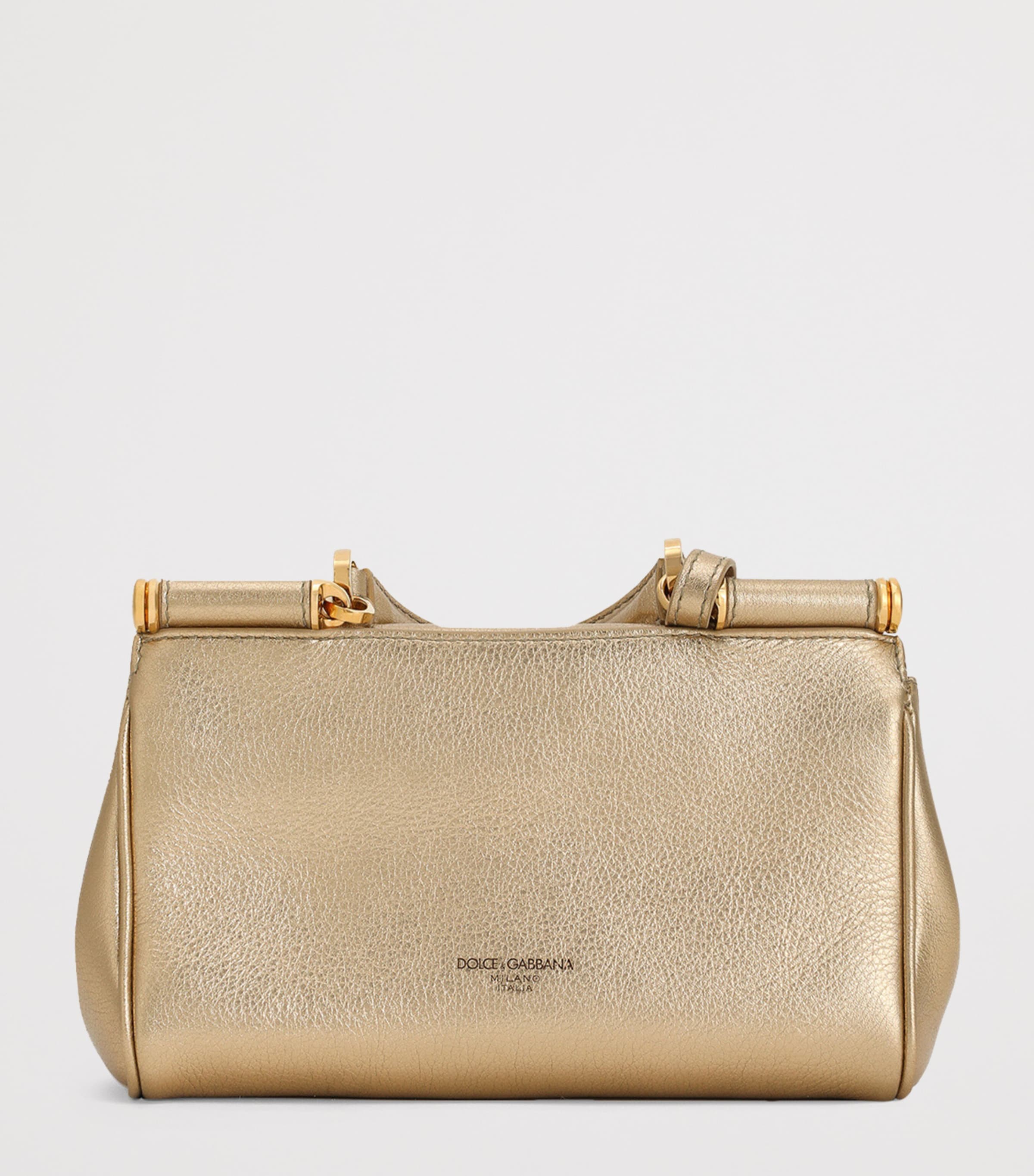 Dolce&Gabbana My Sicily cross-body bag in gold laminated calfskin, UK version