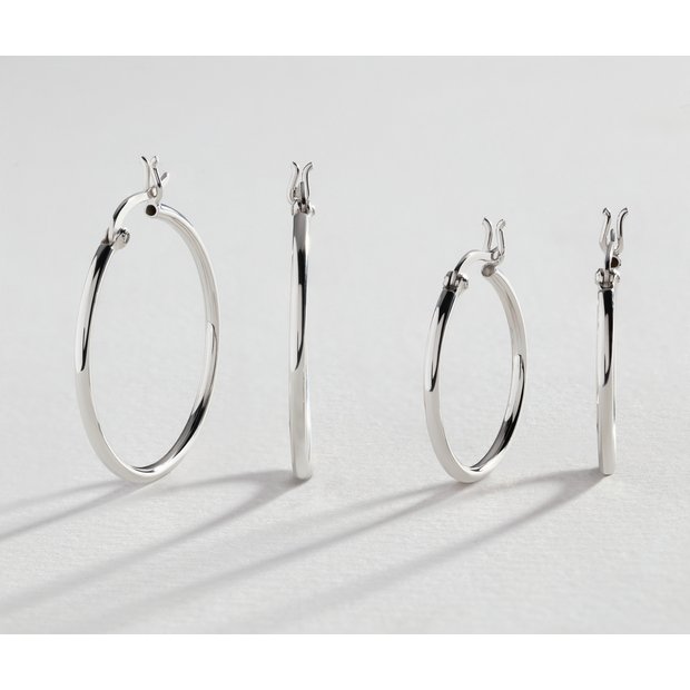 Revere sterling silver hoop earrings set of 2 pairs, imported from the UK