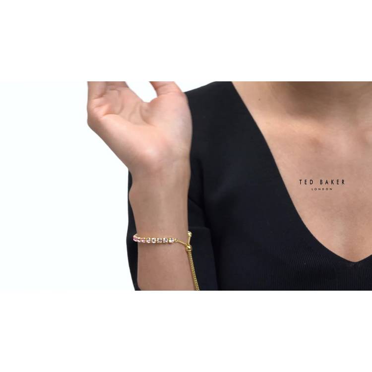 Ted Baker gold plated pink crystals adjustable bracelet (British brand)