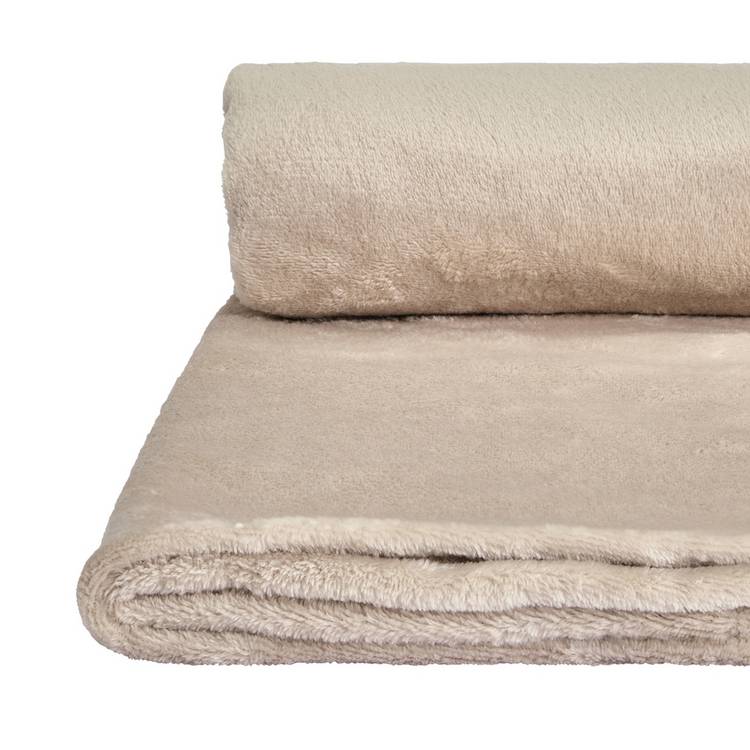 Argos Home large fleece throw taupe 220x200cm, UK version