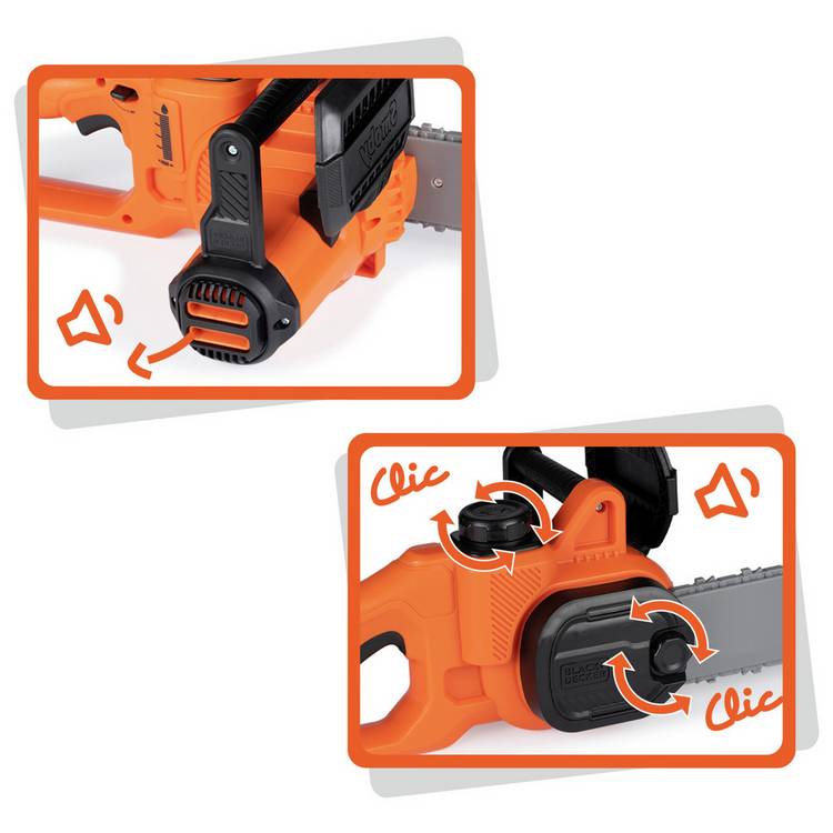 Smoby Black and Decker Chainsaw toy with sounds and moving blade - British product