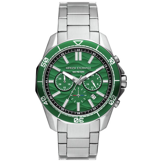 Armani Exchange men's green stainless steel watch - British product