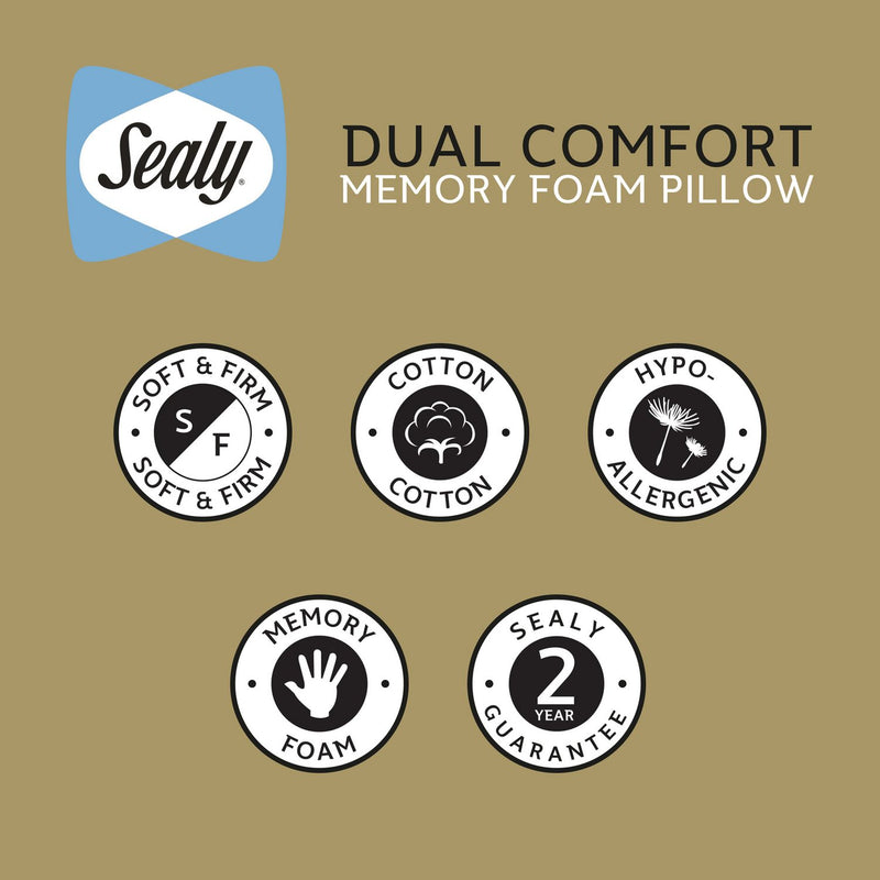 Sealy Dual Comfort memory foam pillow 74x48cm (British brand)