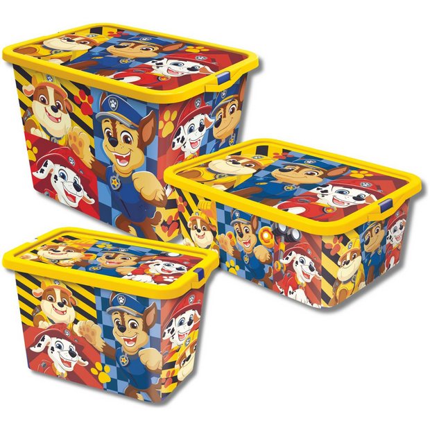 Paw Patrol storage boxes set of 3 with lids, imported from the UK