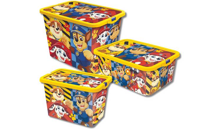 Paw Patrol storage boxes set of 3 with lids, imported from the UK