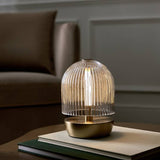 Habitat ribbed glass portable table lamp brushed brass (British brand)