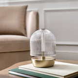 Habitat ribbed glass portable table lamp brushed brass (British brand)