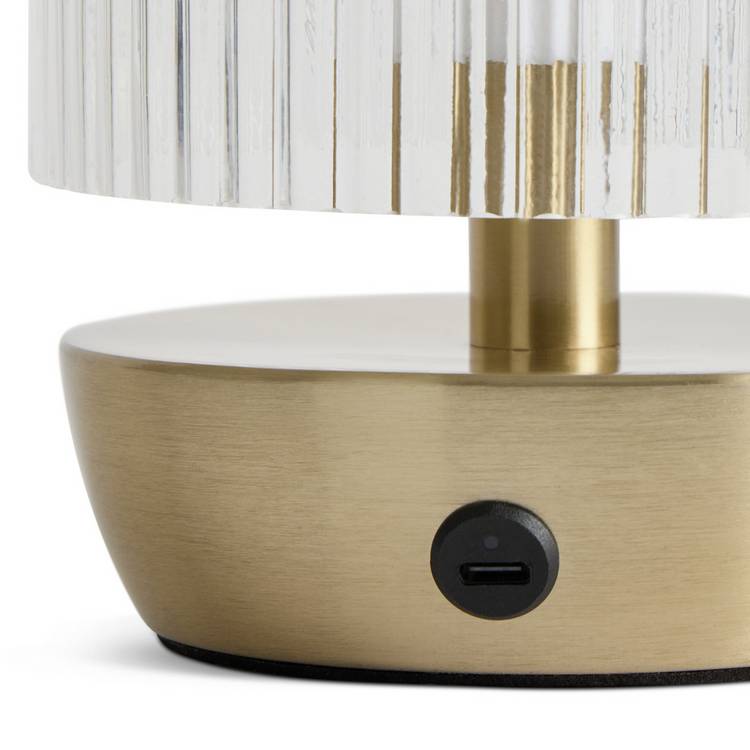 Habitat ribbed glass portable table lamp brushed brass (British brand)