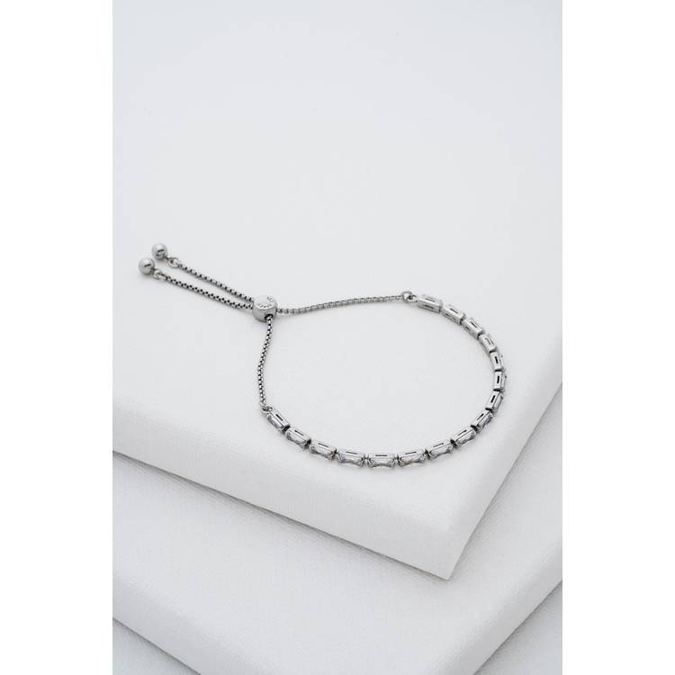 Ted Baker silver plated crystal baguette adjustable bracelet, UK version