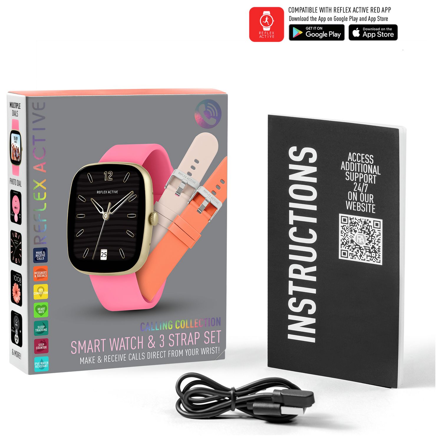 Reflex Active interchangeable strap calling smartwatch (British brand)