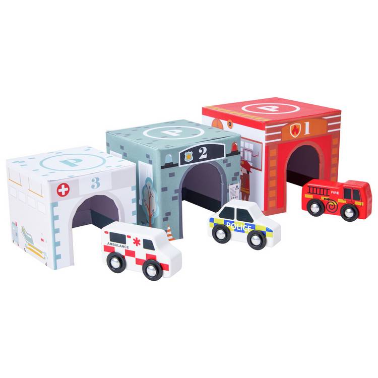 Chad Valley box set with wooden vehicles - British product