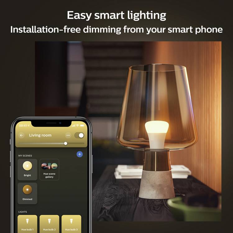 Philips Hue E27 white smart bulb pack of two, UK version