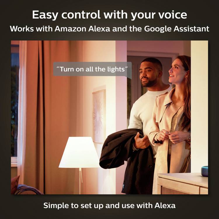 Philips Hue E27 white smart bulb pack of two, UK version