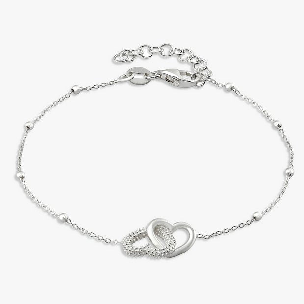 Revere sterling silver interlinked heart bracelet 20cm, imported from the UK